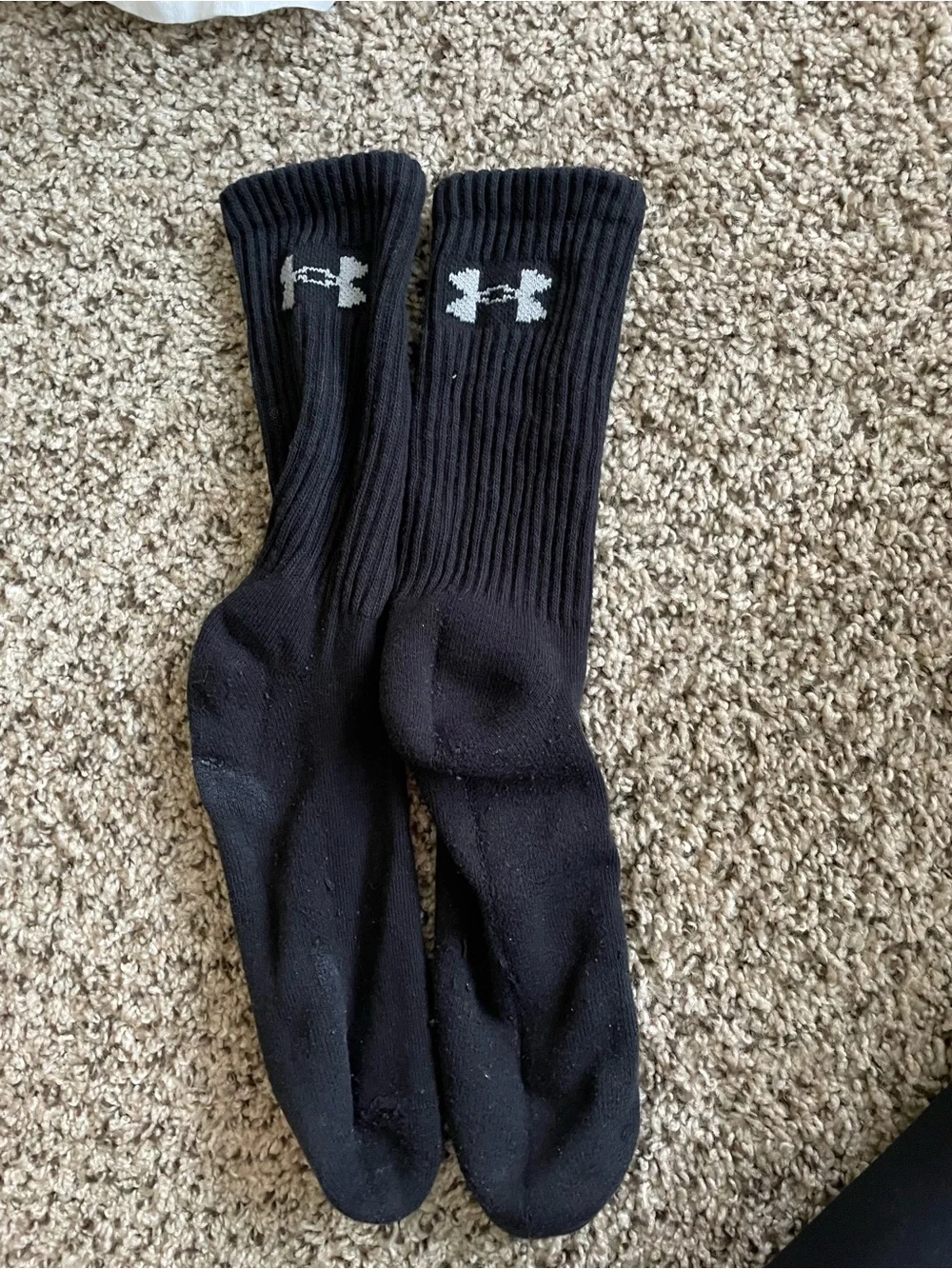 Under Armour Black Crew Athletic Socks with White Logo